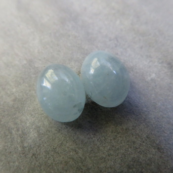 Aquamarine mini cabochon Mozambique, pair no. M1