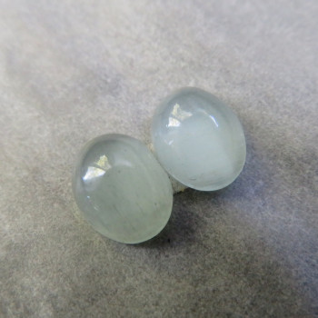 Aquamarine mini cabochon Mozambique, pair no. M2