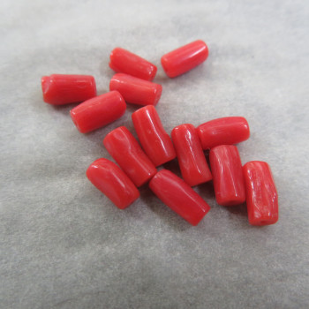Genuine red coral tube approx. 7mm, (1pc)