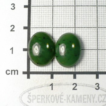 Nefrit,kabošonek 12x16mm, pár č.3 | šperkové-kameny.cz