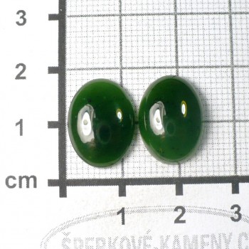 Nefrit,kabošonek 12x16mm, pár č.4 | šperkové-kameny.cz