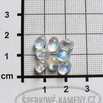 Duhový měsíční kámen, vysoký minikabošon 5x7mm, 1 ks| www.sperkove-kameny.cz