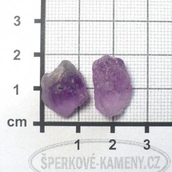 Fialkový fluorit surový, vrtaný , pár č. 2| šperkové-kameny.cz