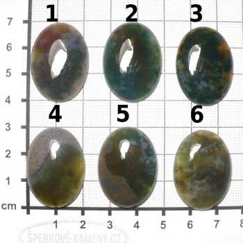 Mechový achát,30x22 mm, set A 