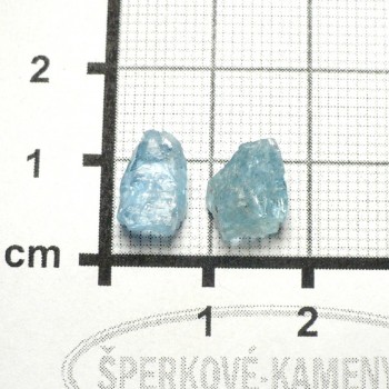 Akvamarín, Mozambik,surový, pár č.1| šperkové-kameny.cz