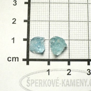 Akvamarín, Mozambik,surový, pár č.7| šperkové-kameny.cz