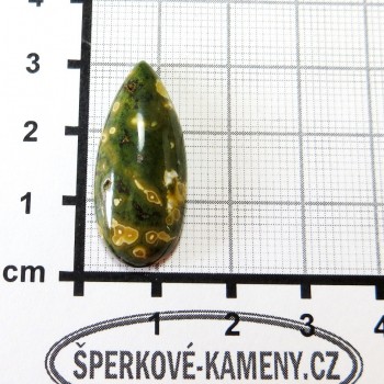 Zelený puntíkatý jaspis, Ukrajina, kabošon 2  šperkové-kameny.cz