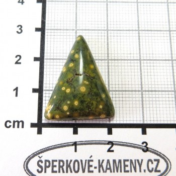Zelený puntíkatý jaspis, Ukrajina, kabošon 3  šperkové-kameny.cz