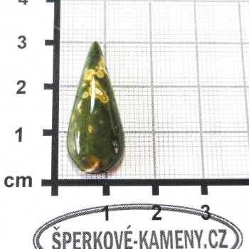 Zelený puntíkatý jaspis, Ukrajina, kabošon 4  šperkové-kameny.cz