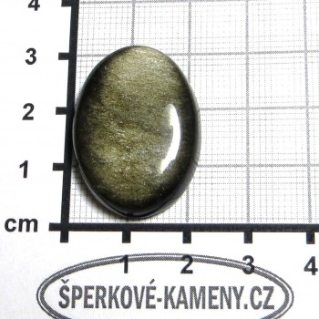Zlatý obsidián, Mexico, kabošon A1 | šperkové-kameny.cz