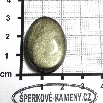 Zlatý obsidián, Mexico, kabošon A3 | šperkové-kameny.cz