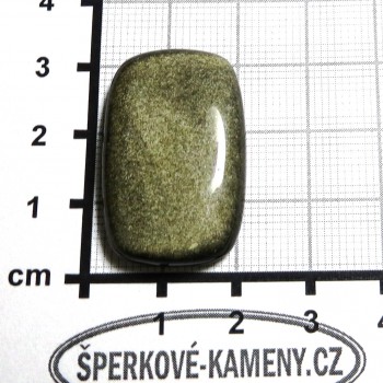 Zlatý obsidián, Mexico, kabošon A4| šperkové-kameny.cz