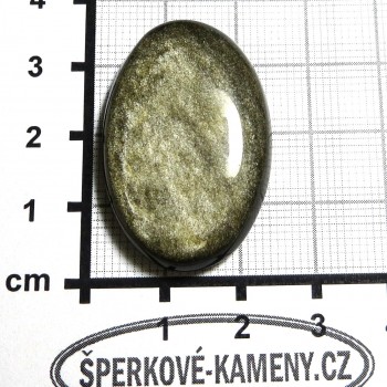 Zlatý obsidián, Mexico, kabošon A5| šperkové-kameny.cz