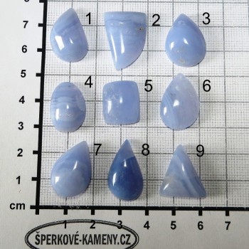 Modrý chalcedon kabošon set A (P) | šperkové-kameny.cz 