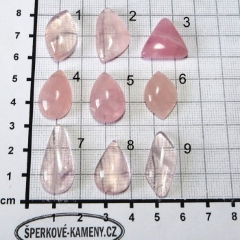 Růženín, kabošon, Madagaskar , set A (P) | šperkové-kameny.cz